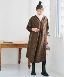 nissen | ＜大きいサイズ＞ゆるシルエットフロッキードットワンピース(ワンピース)