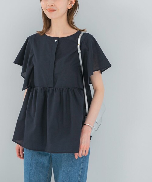 URBAN RESEARCH ROSSO（アーバンリサーチロッソ）の「『WEB限定』『UR TECH Smart Linen Touch』フレアスリーブブラウス（シャツ/ブラウス・レディース・B/STRIPE/NAVY/LIGHT PINK・Free）」の2枚目の写真