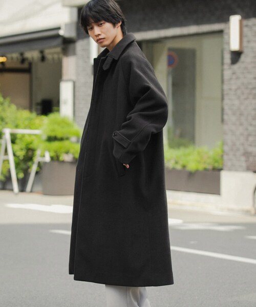 SENSE OF PLACE by URBAN RESEARCH（センスオブプレイスバイアーバンリサーチ）の「『ユニセックス』バルマカーンルーズコート（ステンカラーコート・メンズ・BLACK/D.BROWN/BLUE/BRN×BLK・M/L）」の7枚目の写真