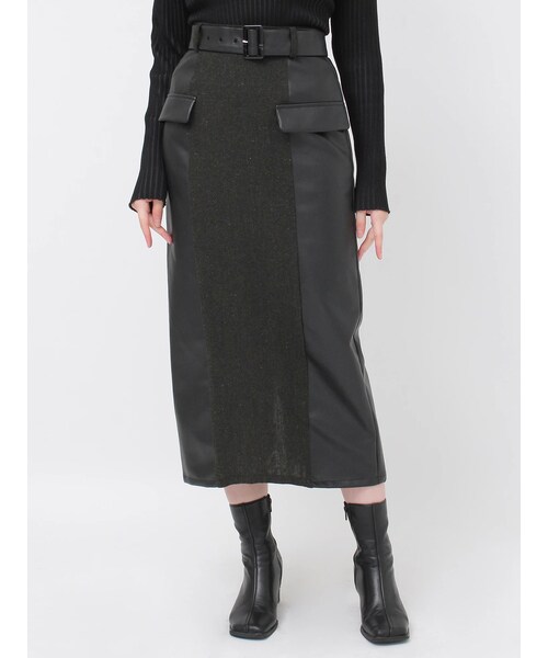 MURUA - 新品 MURUA バイカラーロングスカートの通販 by Sky shop｜ムルーアならラクマ 【新品】MURUA バイカラースリットナロースカート ブラック1