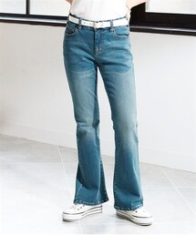 nissen | 大きいサイズすごのびストレッチデニムブーツカットパンツ（選べる太もも）（選べる３レングス）(デニムパンツ)