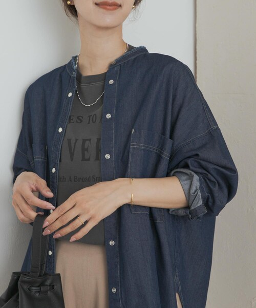 URBAN RESEARCH DOORS（アーバンリサーチドアーズ）の「デニムバンドカラーシャツ（シャツ/ブラウス・レディース・INDIGO/ONE WASH・M）」の16枚目の写真