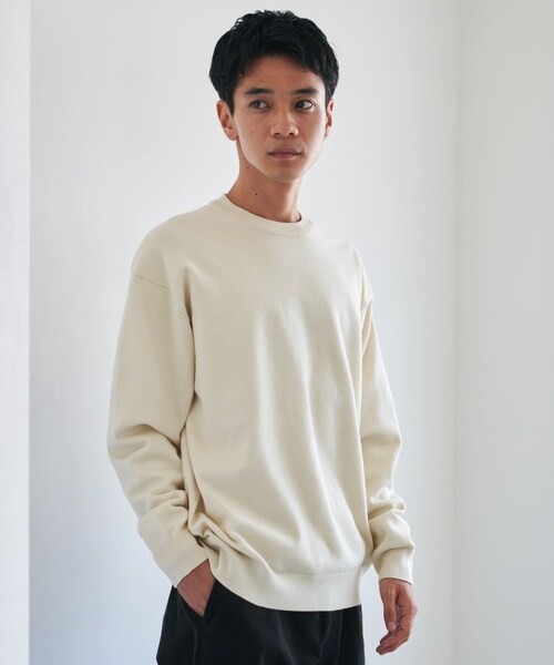 URBAN RESEARCH DOORS（アーバンリサーチドアーズ）の「『仁村紗和さん着用』『UR TECH 200日ニット』クルーネック（ニット/セーター・メンズ・OFF/CHARCOAL/OFF×BLACK/CHA×YEL.K/BROWN・M/L/XL）」の9枚目の写真