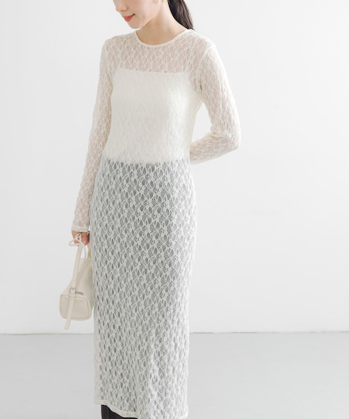 URBAN RESEARCH（アーバンリサーチ）の「ストレッチレースカットワンピース（ワンピース・レディース・OFF/BLACK・FREE）」の6枚目の写真