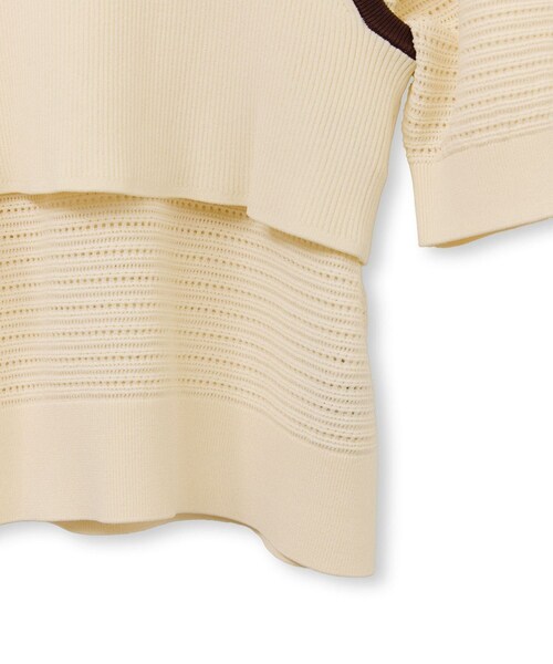 ADAM ET ROPE'（アダムエロペ）の「【サステナブル】タンクコンビパターンポロニット（ポロシャツ・レディース・オフホワイト/ブラウン/サックス・F）」の15枚目の写真