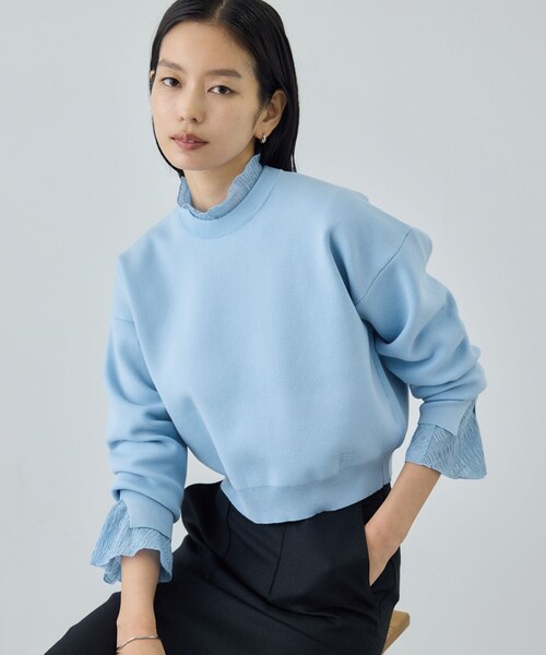 ROPE'（ロペ）の「スウェットライクコンパクトニットプルオーバー/イージーケア（スウェット・レディース・キナリ/ネイビー/サックス/ピンク・F）」の4枚目の写真