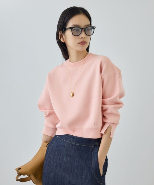 ROPE'（ロペ）の「スウェットライクコンパクトニットプルオーバー/イージーケア（スウェット・レディース・キナリ/ネイビー/サックス/ピンク・F）」の7枚目の写真