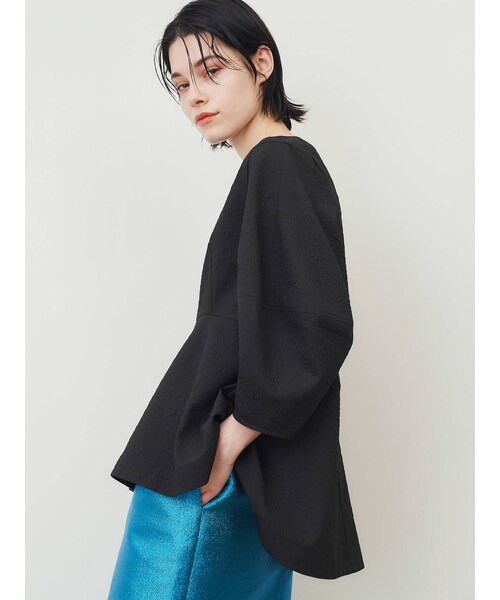 [美品]ELENDEEK COCOON SL PEPLUM JQ BL ELENDEEK（エレンディーク）の「COCOON SL PEPLUM JQ BL（シャツ