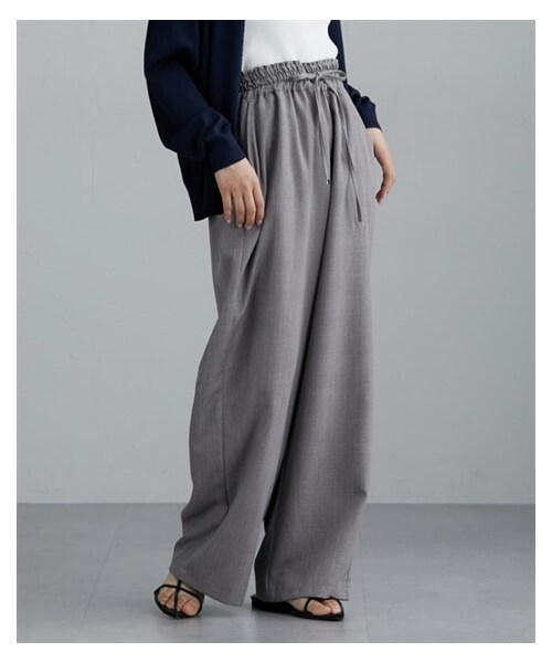 nissen（ニッセン）の「麻調合繊素材スラックスパンツ（スラックス・レディース・アイボリー/グレー/ブラック/カーキ(新色)・M/L/LL）」の3枚目の写真
