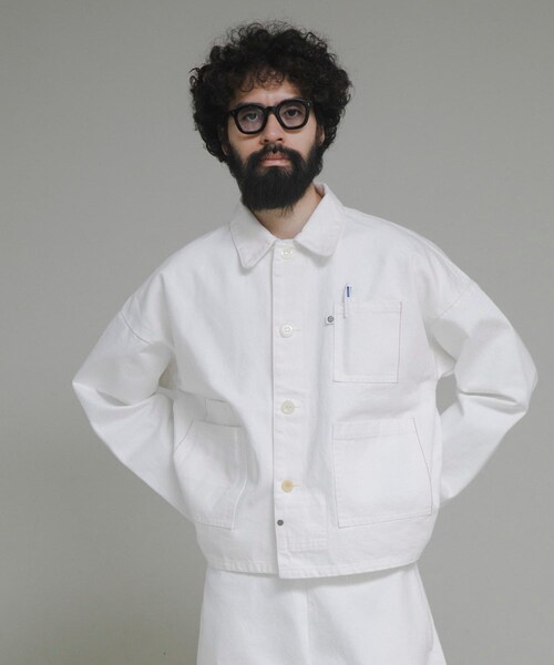 URBAN RESEARCH（アーバンリサーチ）の「『別注』LOWERCASE×URBS　FACEカバーオール（デニムジャケット・メンズ・WHITE・M/L/XL）」の3枚目の写真