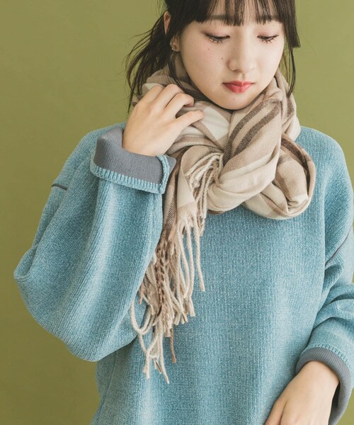 ITEMS URBANRESEARCH(アイテムズ アーバンリサーチ)の「チェックストール(マフラー・レディース・IVO/MOC/L.BLU/NVY・-)」の6枚目の写真