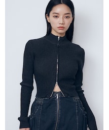 EMODA | プレーティングリブジップニット(ニット/セーター)