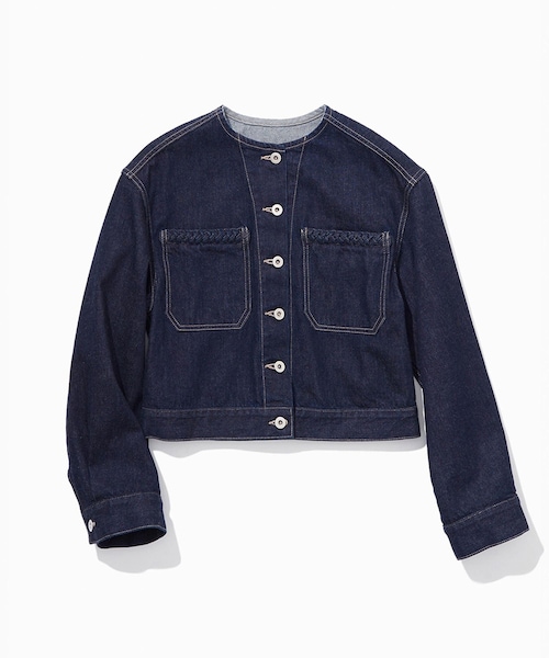 ROPE'（ロペ）の「ノーカラーデニムジャケット(岡山デニム)/セットアップ対応・イージーケア（デニムジャケット・レディース・ネイビー/ブルー系・F）」の7枚目の写真