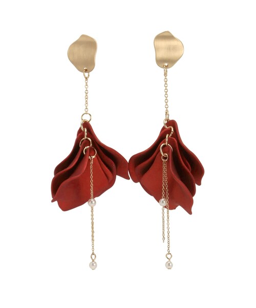 MERCURYDUO（マーキュリーデュオ）の「ペタルドロップピアス（ピアス（両耳用）・レディース・レッド/ゴールド・F）」の2枚目の写真