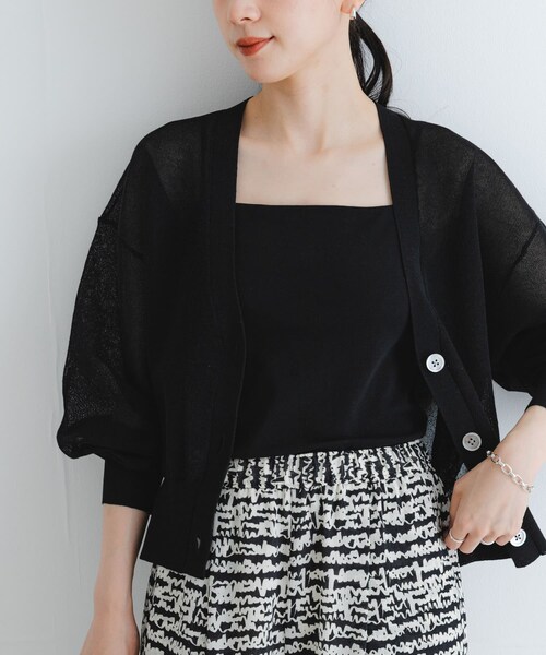 URBAN RESEARCH（アーバンリサーチ）の「new basic　リネン混スポンディッシュニットカーディガン（カーディガン/ボレロ・レディース・GRAY/LIME/BLACK・FREE）」の6枚目の写真