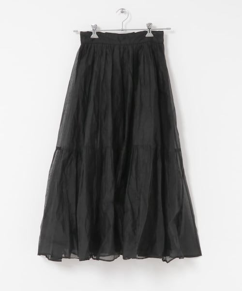 URBAN RESEARCH ROSSO（アーバンリサーチロッソ）の「MARILYN MOON　sheer cotton gather skirt（スカート・レディース・BLACK/GRAY・FREE）」の6枚目の写真