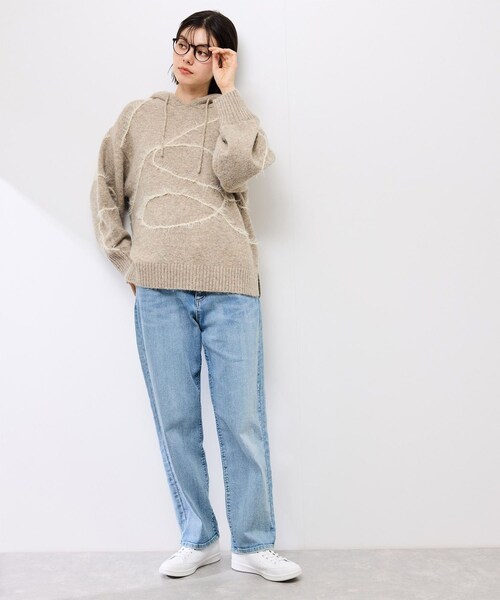 ROPE' PICNIC(ロペピクニック)の「コードリンキングニットフーディ(パーカー・レディース・チャコール/ベージュ・F)」の12枚目の写真