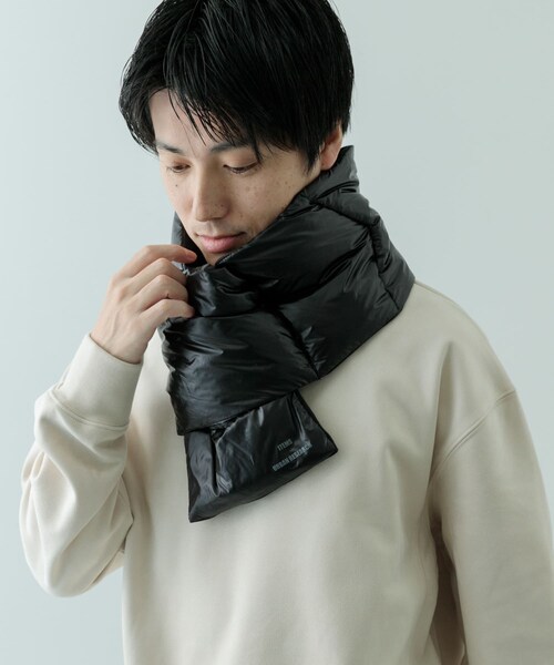 ITEMS URBANRESEARCH（アイテムズ アーバンリサーチ）の「ダウンマフラー（マフラー・メンズ・KHK/BLK・-）」の4枚目の写真