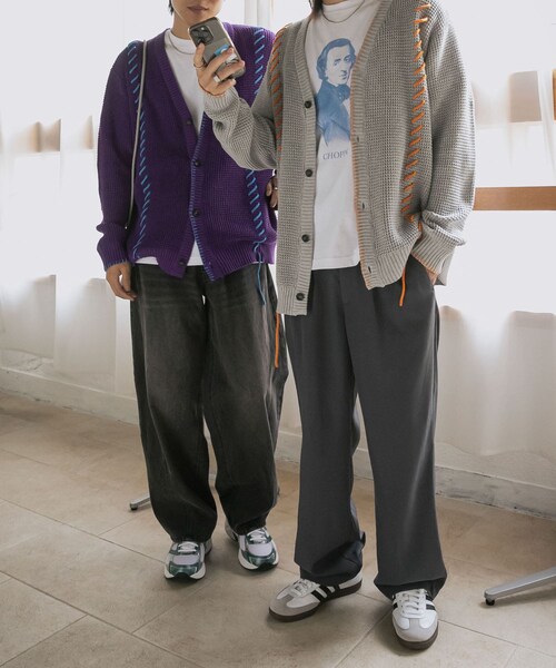 SENSE OF PLACE by URBAN RESEARCH（センスオブプレイスバイアーバンリサーチ）の「『ユニセックス』ブランケットステッチカーディガン（カーディガン/ボレロ・メンズ・L.GRAY/NAVY/PURPLE・M/L）」の17枚目の写真