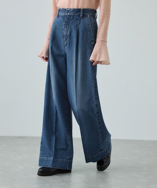ROPE'（ロペ）の「テンセルデニムストレートワイドパンツ/イージーケア・セットアップ対応（デニムパンツ・レディース・ネイビー/ブルー・36/38/40）」の5枚目の写真