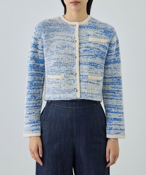 ROPE'（ロペ）の「ツイードニットショート丈カーディガン/イージーケア（カーディガン/ボレロ・レディース・キナリ/ブルー・F）」の15枚目の写真