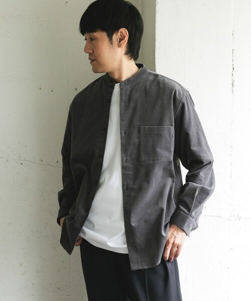 URBAN RESEARCH DOORS（アーバンリサーチドアーズ）の「『UR TECH』コーデュロイバンドカラーシャツ（シャツ/ブラウス・メンズ・GREIGE/BLUEGREEN/CHARCOAL/PAISLEY・M/L）」の10枚目の写真