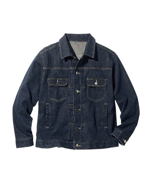 nissen（ニッセン）の「ストレッチデニムジャケット（デニムジャケット・メンズ・ネイビー/黒・M/L/LL/3L/4L/5L/6L/8L/10L）」の13枚目の写真
