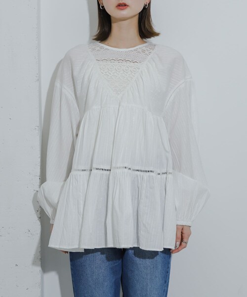 SENSE OF PLACE by URBAN RESEARCH（センスオブプレイスバイアーバンリサーチ）の「インドレースティアードチュニック（チュニック・レディース・OFF WHITE/BLUE/BLACK・one）」の11枚目の写真