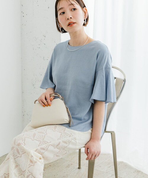 URBAN RESEARCH ROSSO（アーバンリサーチロッソ）の「F by ROSSO　リネンフレアスリーブブラウス（シャツ/ブラウス・レディース・BLUE/PINK/L/GRAY/BLACK・FREE）」の5枚目の写真