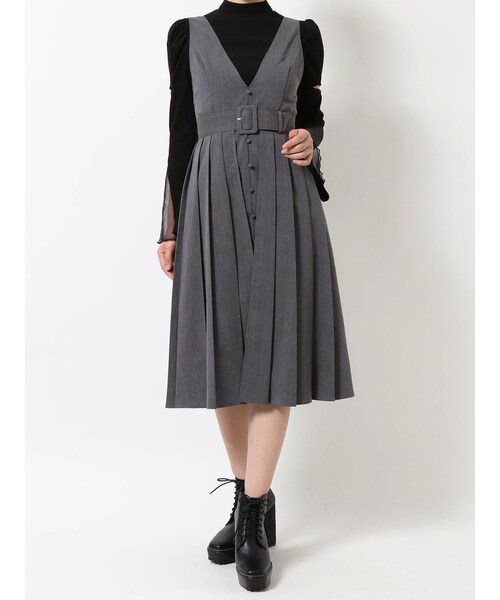 EATME（イートミー）の「2WAYラップジャンスカ（ジャンパースカート・レディース・グレー/ブラック/ミックス・S/M）」の18枚目の写真