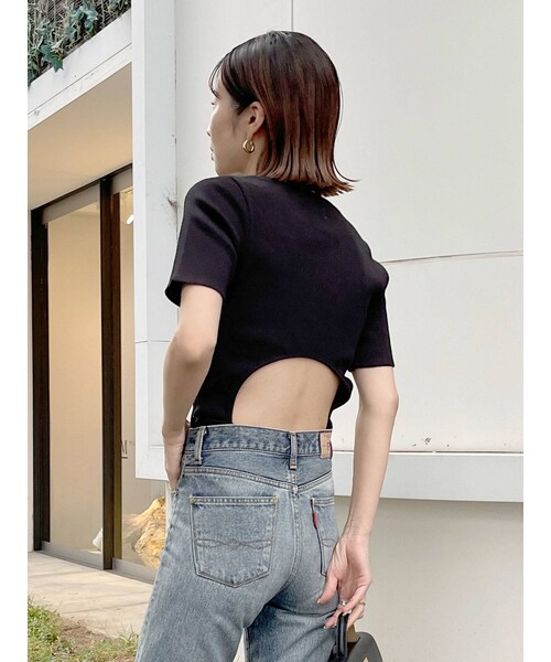 Ungrid（アングリッド）の「バックオープンフィットハーフスリーブTee（Tシャツ/カットソー・レディース・オフホワイト/ブラック/ピンク/オレンジ/ブルー・F）」の21枚目の写真