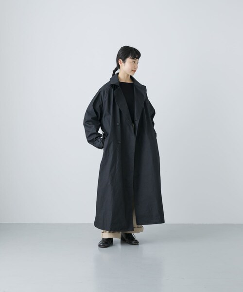 かぐれ（カグレ）の「コットンナイロンオーバートレンチコート（ステンカラーコート・レディース・BLACK/BEIGE・FREE）」の10枚目の写真