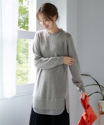nissen | フリル衿重ね着風ニットチュニック(ニット/セーター)