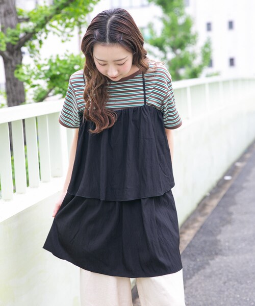ITEMS URBANRESEARCH(アイテムズ アーバンリサーチ)の「チュニックレイヤードキャミソール(チュニック・レディース・BLK/BEG・FREE)」の5枚目の写真