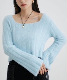 VIS | スクエアネックワイドリブシャギーニット【J'aDoRe JUN ONLINE限定】(ニット/セーター)