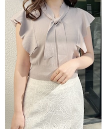 MERCURYDUO | ボウタイ付きラッフルコンパクトニット(ニット/セーター)