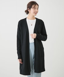 リブ切替ロングカーディガン