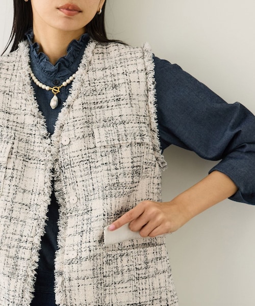ROPE'（ロペ）の「ツイードVネックジレ（ベスト・レディース・キナリ系/サックス・F）」の12枚目の写真