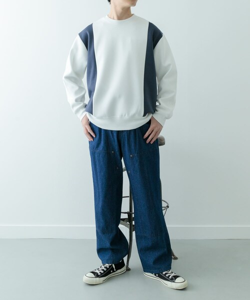 ITEMS URBANRESEARCH（アイテムズ アーバンリサーチ）の「ストレッチダンボール 切替トップス B（スウェット・メンズ・NVY/MOC/BLK・M/L）」の11枚目の写真