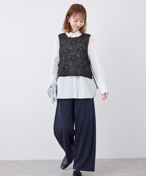 ROPE' PICNIC（ロペピクニック）の「サイドリボンレースベスト（ベスト・レディース・ブラック/ホワイト/キナリ・F）」の6枚目の写真