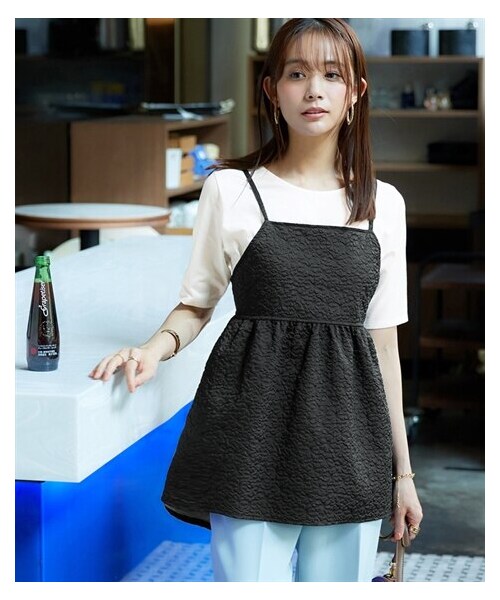 nissen（ニッセン）の「2点セット（キャミソールチュニック+無地Tシャツ）（シャツ/ブラウス・レディース・黒/オフホワイト・S/M/L/LL/3L/4L/5L/6L）」の11枚目の写真