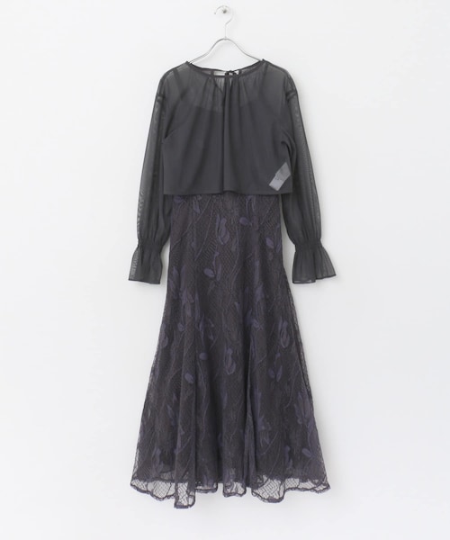 URBAN RESEARCH ROSSO（アーバンリサーチロッソ）の「チュールブラウス付き配色レースドレス（ワンピース・レディース・beige/purple/charcoal・FREE）」の3枚目の写真