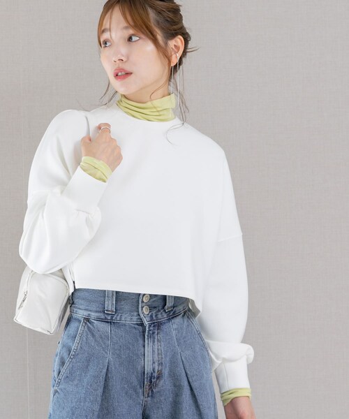 URBAN RESEARCH ROSSO（アーバンリサーチロッソ）の「エアーダンボールショートプルオーバー（Tシャツ/カットソー・レディース・white/black・FREE）」の4枚目の写真