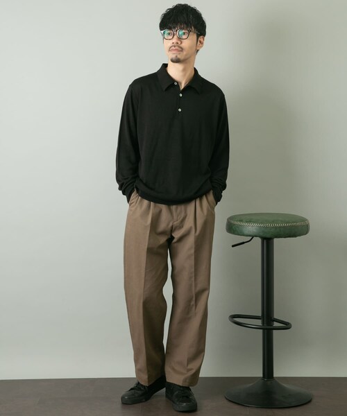 URBAN RESEARCH ROSSO（アーバンリサーチロッソ）の「『一部WEB限定カラー』『XLサイズあり』『UR TECH』ハイゲージニットポロシャツ（ポロシャツ・メンズ・NAVY/BEIGE/GRAY/BLACK/L.BROWN・M/L/XL）」の12枚目の写真