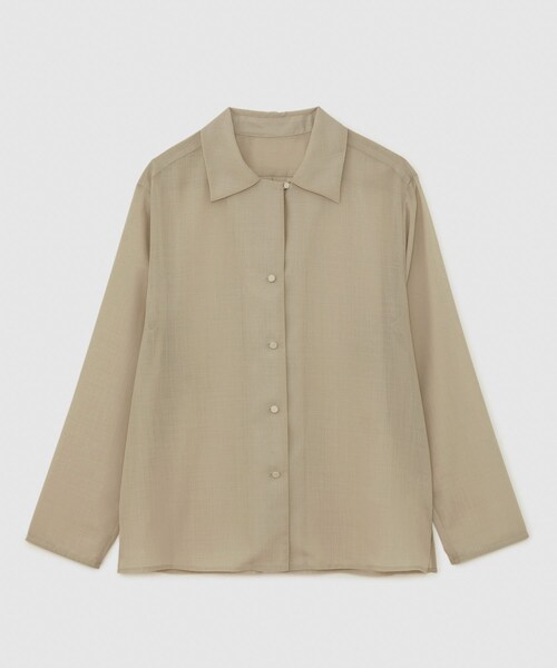 ROPE'（ロペ）の「マナードボイルシアー開襟シャツ/セットアップ対応（シャツ/ブラウス・レディース・ブラック/オフホワイト/ベージュ・F）」の6枚目の写真