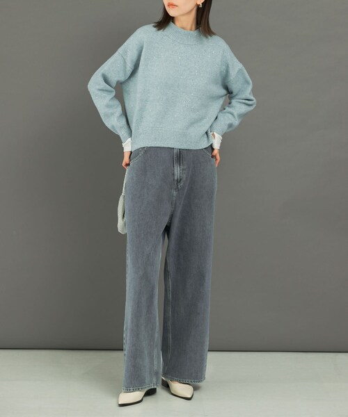 URBAN RESEARCH ROSSO（アーバンリサーチロッソ）の「CHIGNON　シンチバックデニムワイドパンツ（デニムパンツ・レディース・NAVY/BLUE・36/38）」の5枚目の写真