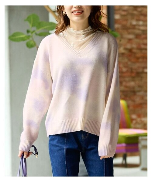 nissen（ニッセン）の「タイダイ柄Vネックニット（ニット/セーター・レディース・イエロー系/グレー系/ピンク系・L/LL/3L/4L/5L/6L/8L/10L）」の18枚目の写真