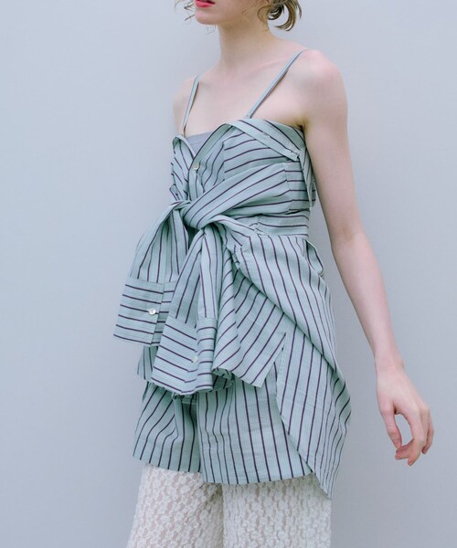 THE GOODLAND MARKET（ザグッドランドマーケット）の「cwtch　STRIPE 2WAY SHIRT（シャツ/ブラウス・レディース・MINT/ORANGE・Free）」の7枚目の写真