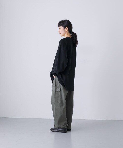 かぐれ（カグレ）の「サーマルクルーネックプルオーバー（Tシャツ/カットソー・レディース・LIGHT GRAY/BLACK・Free）」の9枚目の写真