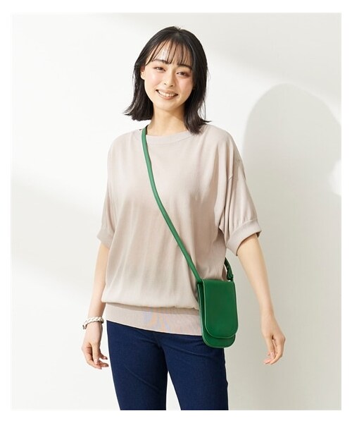 nissen（ニッセン）の「大きいサイズ ひんやりサマーニットボートネックドルマンニット（UVカット・接触冷感・遮熱）（ニット/セーター・レディース・ベイクドパープル/ミントグリーン/モカグレー/黒/ディープブルー・L/LL/3L/4L/5L/6L/8L/10L）」の13枚目の写真